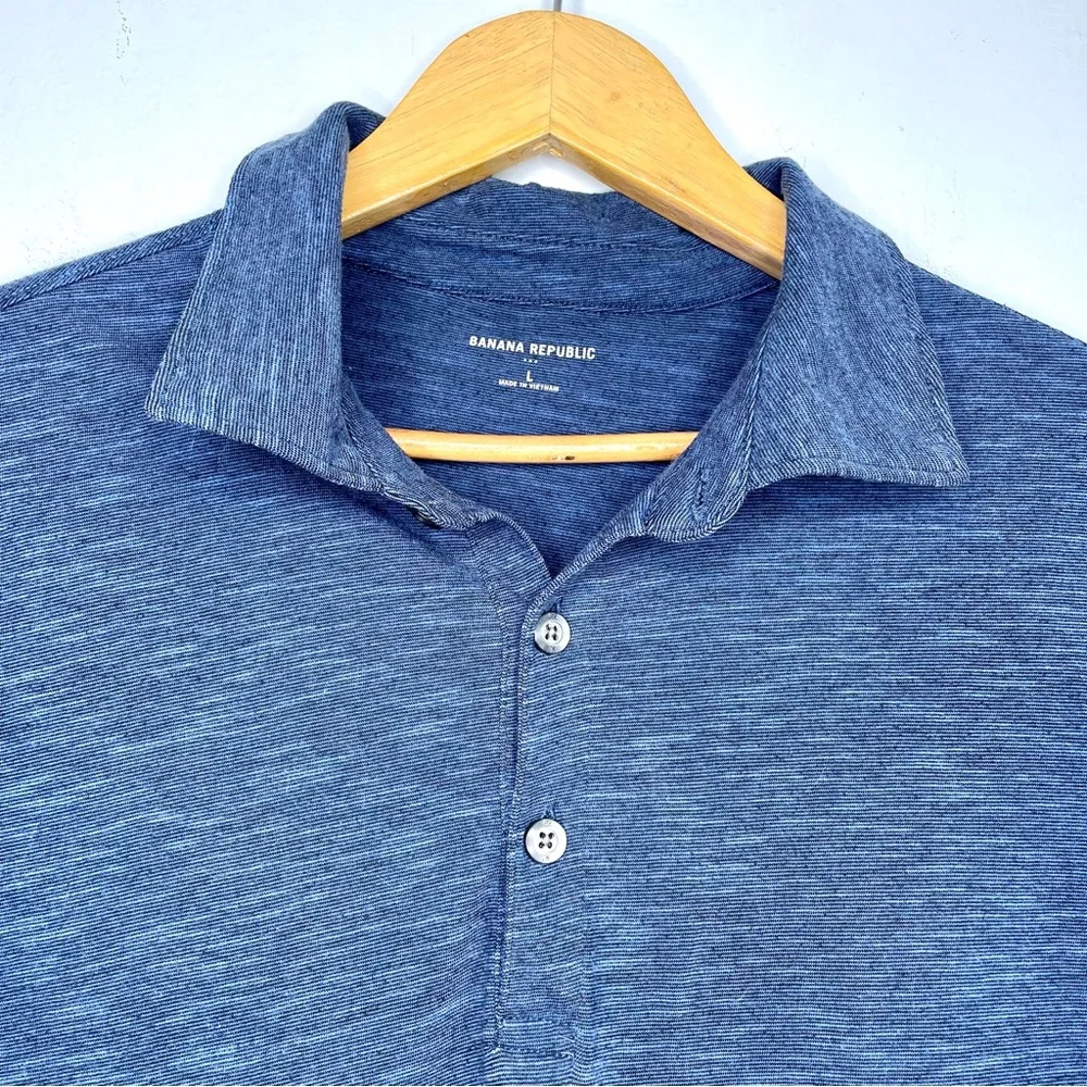 Banana Republic Men’s Polo Shirt Size Large Heather Blue - Picture 3 of 7
